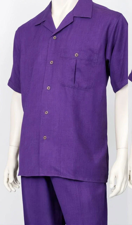 Dreams Mens Purple Short Sleeve Walking Suit Daytona 256-19