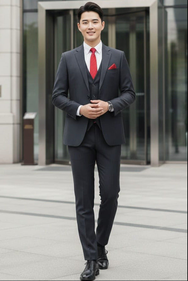 Effetti Suit Designer - 2 button Notch Lapel slim fit EF2N+V-8129 CHARCOAL