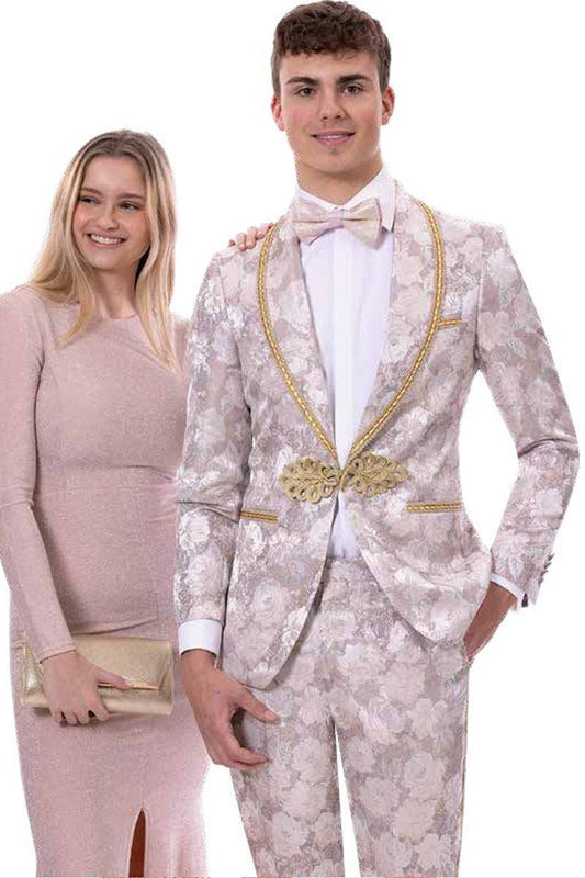 "EJ Samuel Paisley Prom Smoking Jacket: Slim-Fit Lavender Tuxedo for Discriminating Men"