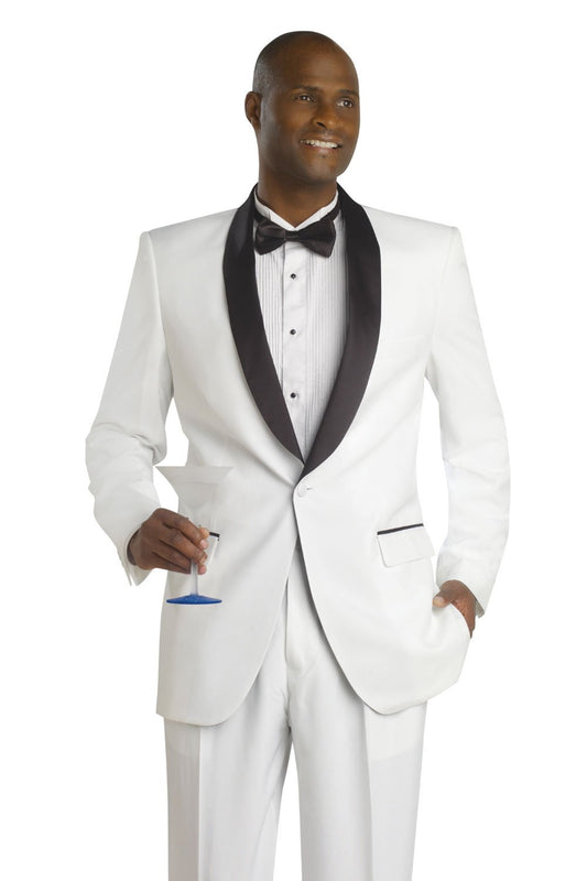 "Revel" White 1-Button Shawl Tuxedo (2-Piece Set)