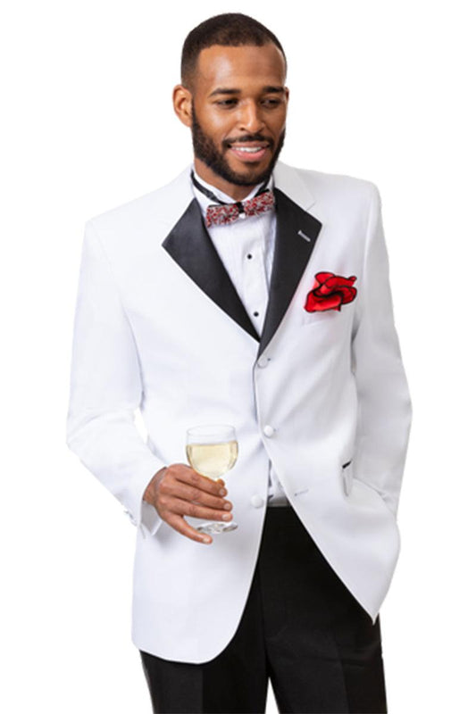 "EJ Samuel White & Black 3-Button Notch Lapel Tuxedo"