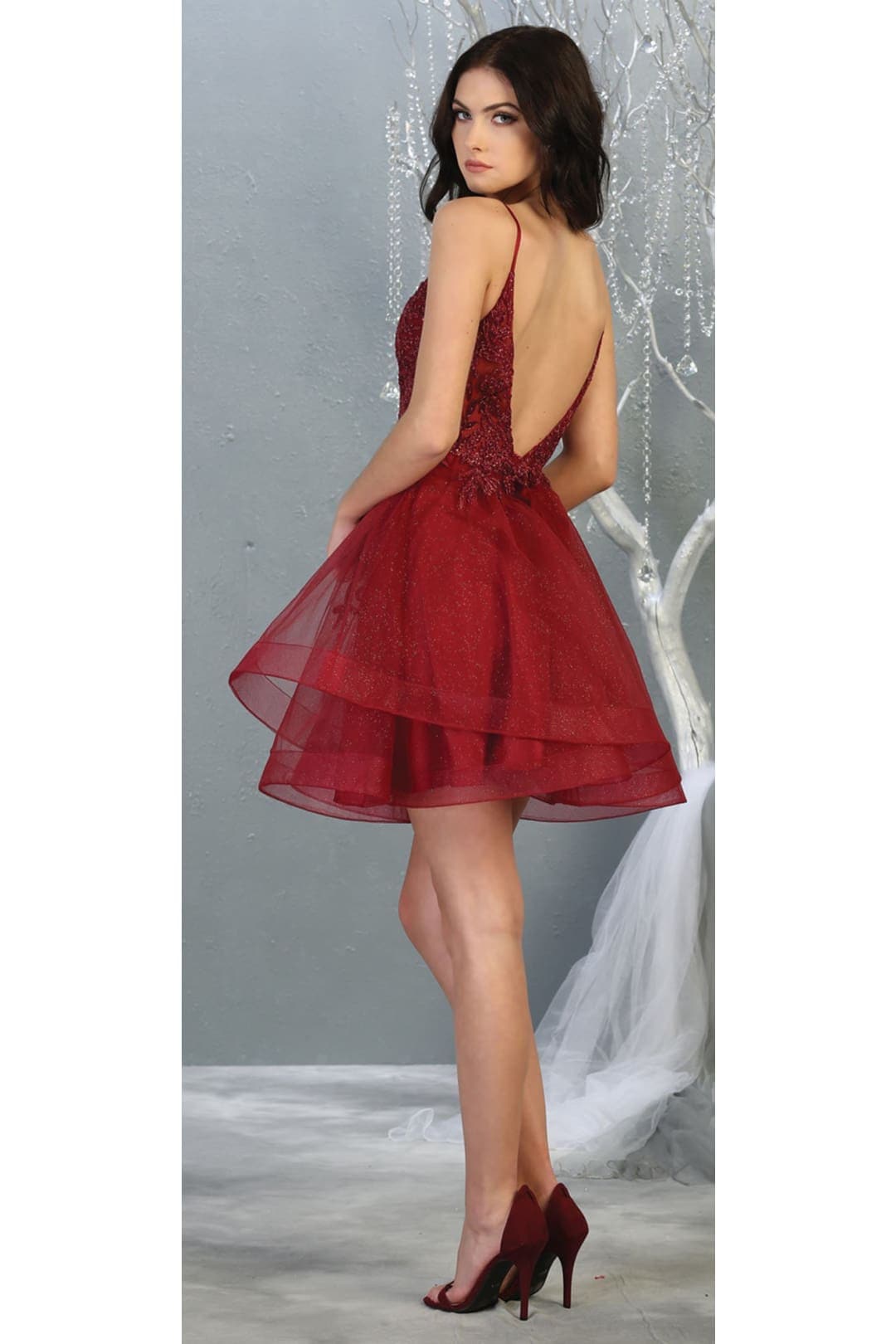 Quince Dama Dresses - Short Quinceanera Dresses in Color Burgundy