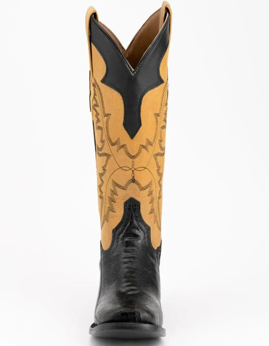 Ferrini Men's Nash Ostrich Leg Boots Handcrafted - Black