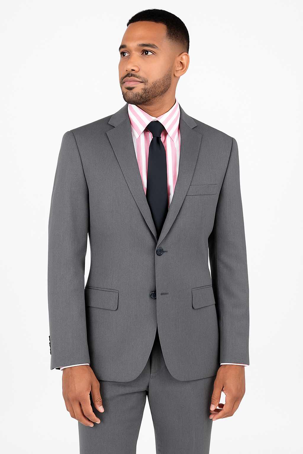 Ultra Slim Fit 2 Piece Suit Stretch Fabric in Solid Charcoal