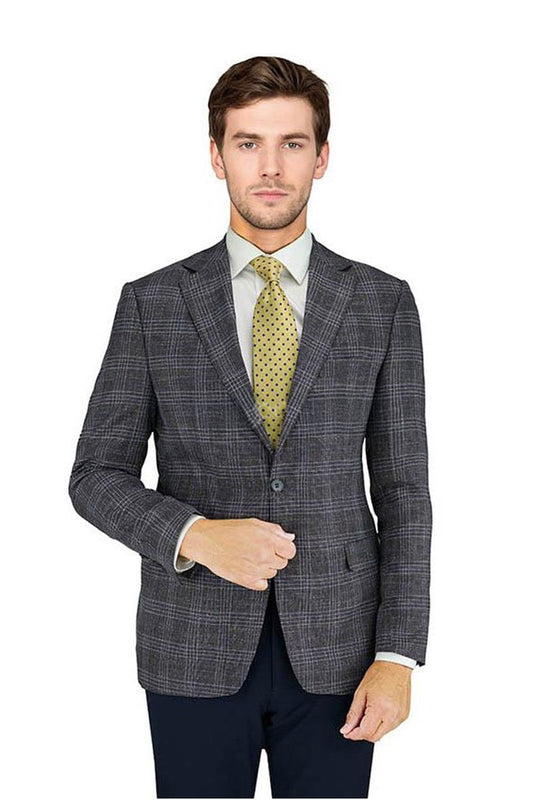 Enzo Tovare Grey Windowpane Sports Jacket