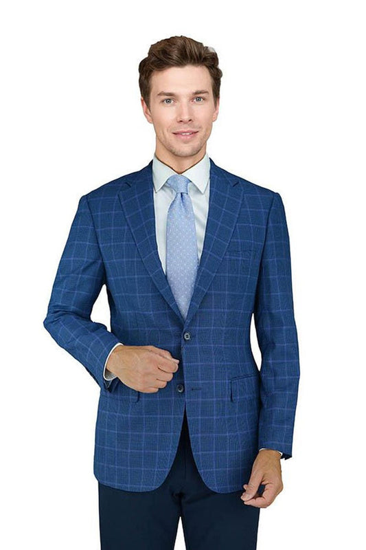 Enzo Tovare Blue Check Windowpane Sports Jacket