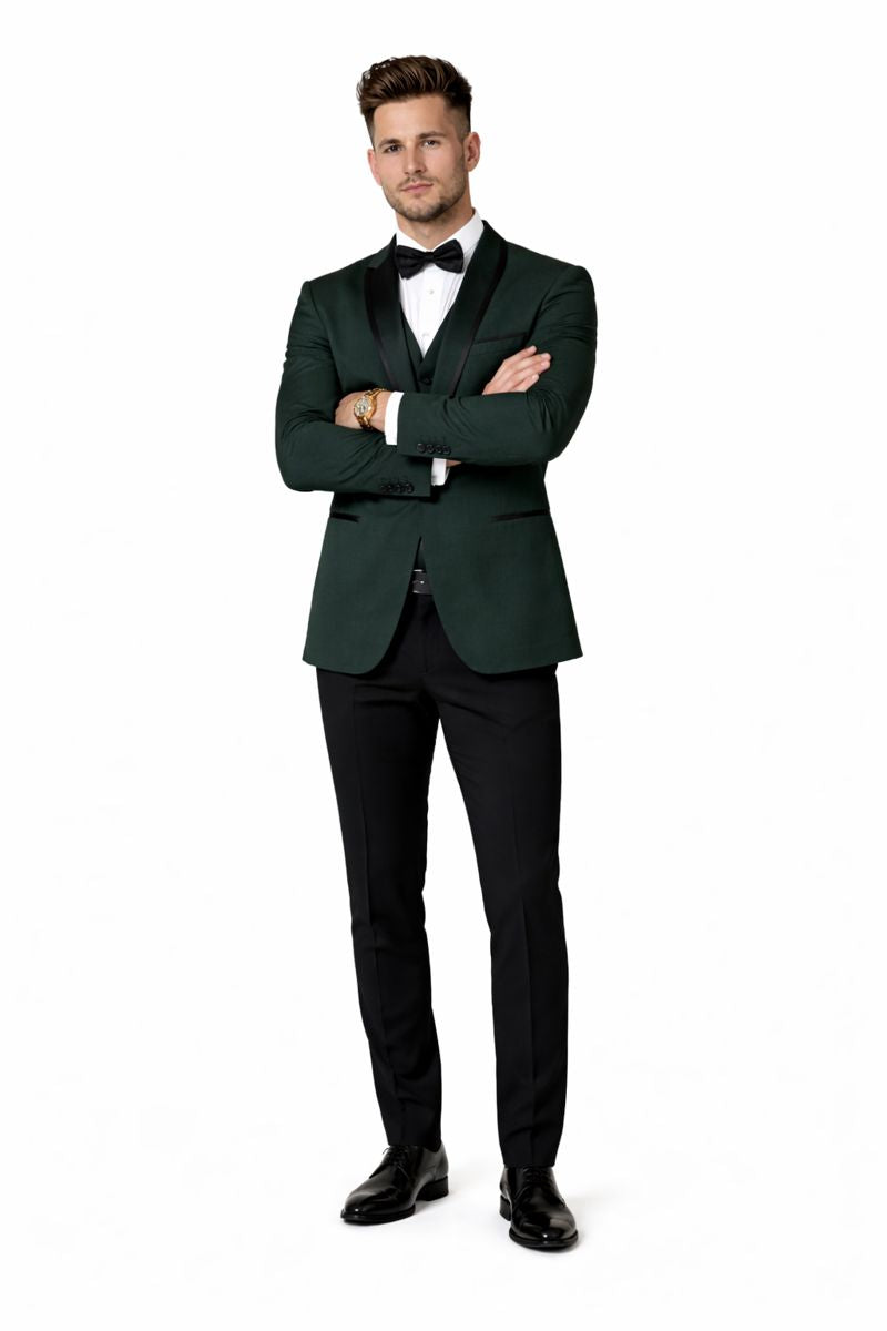 Genova Hunter Green 1-Button Shawl Tuxedo-New Designer Collection