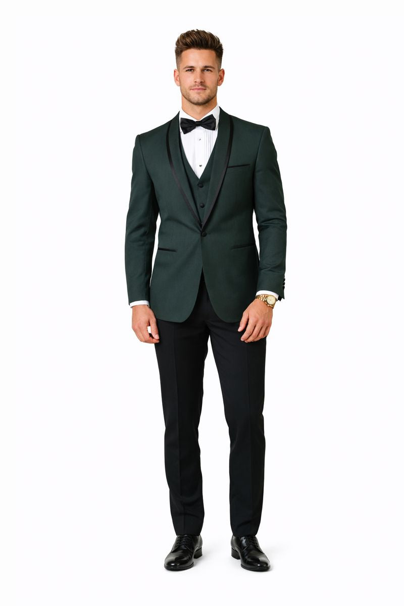 Genova Hunter Green 1-Button Shawl Tuxedo-New Designer Collection