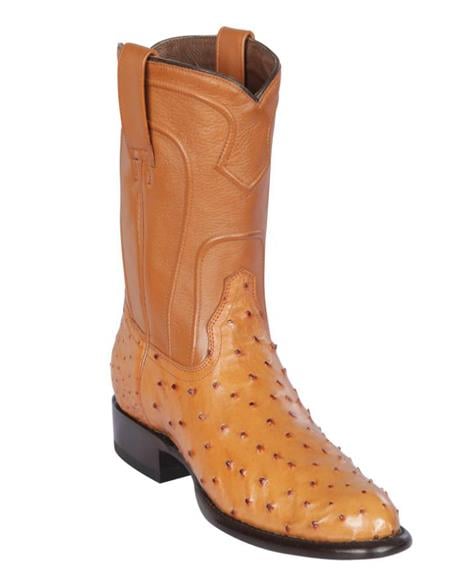 Los Altos Boots Men's Ostrich Roper Western Boots Honey-New Designer Collection