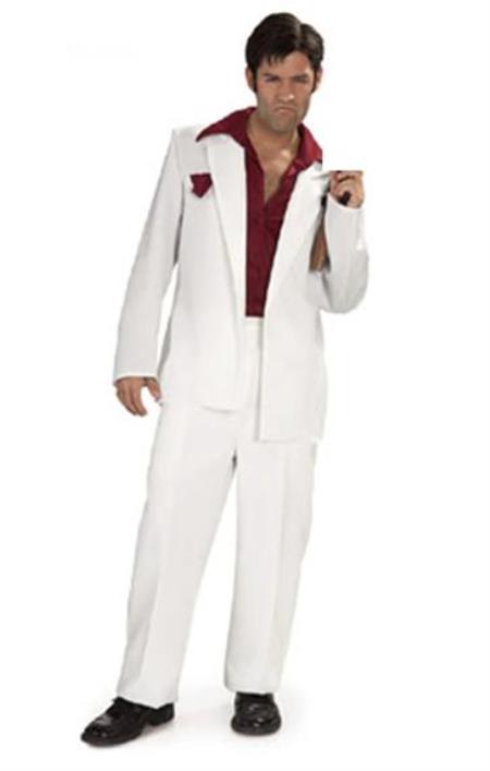 Men’s Tony Montana Scarface White Suit, Movie Inspired Costume Suit with Red Shirt