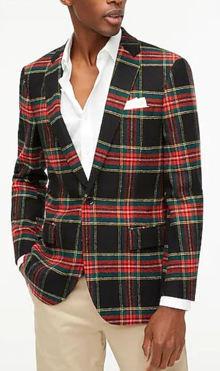 Red Tartan Blazer - Holiday Blazer