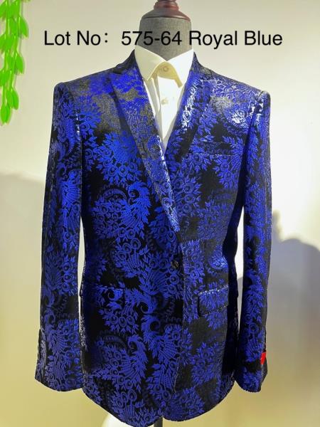 Retro Paris Suits Mens Suit Royal Blue