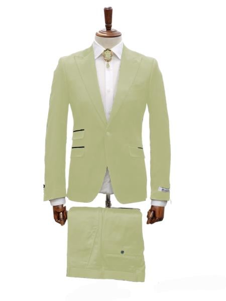 Mens Shiny Blazer - Ivory Sateen Vested Suit