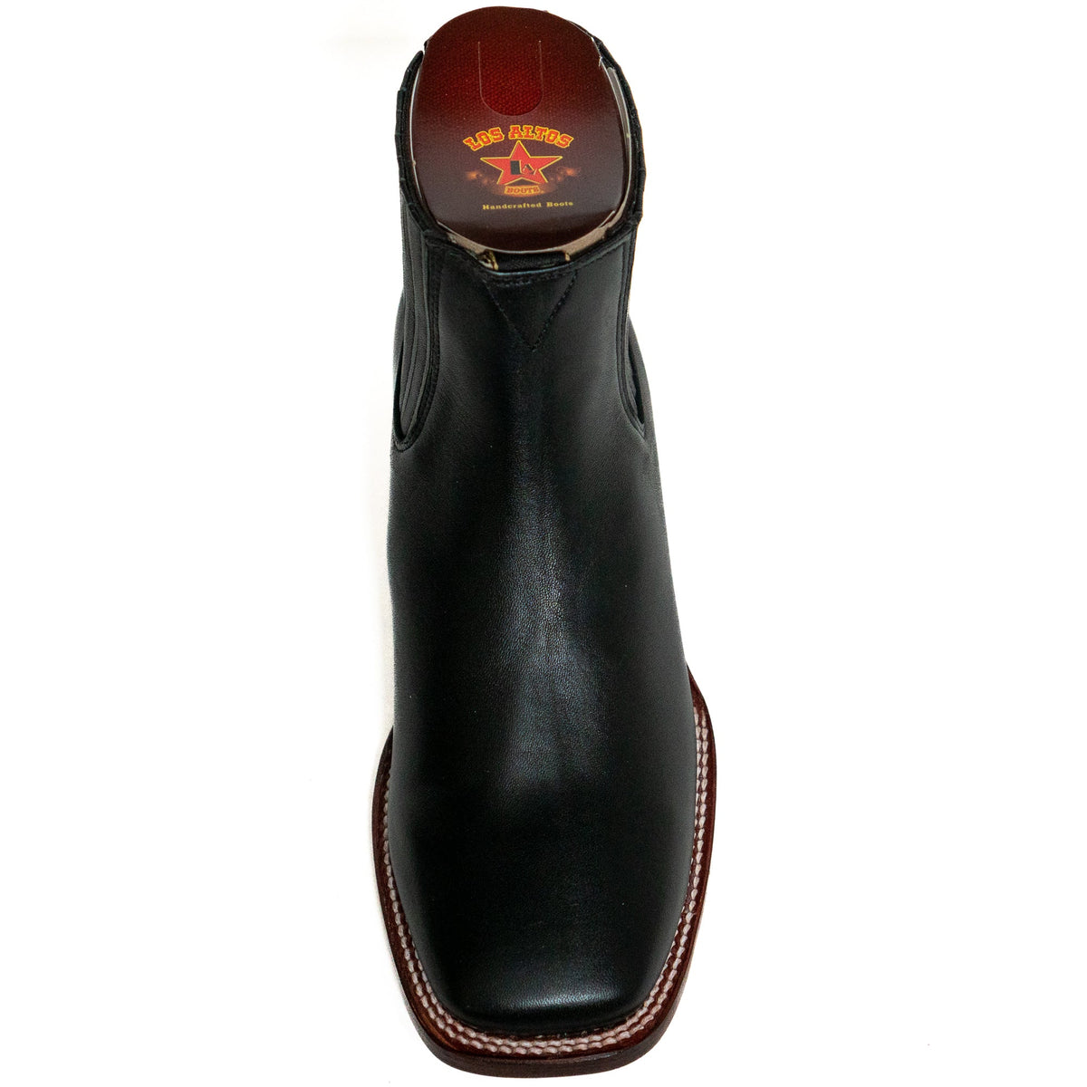 Los Altos Men's Boot Wide Square Toe Deer Black Leather Sole