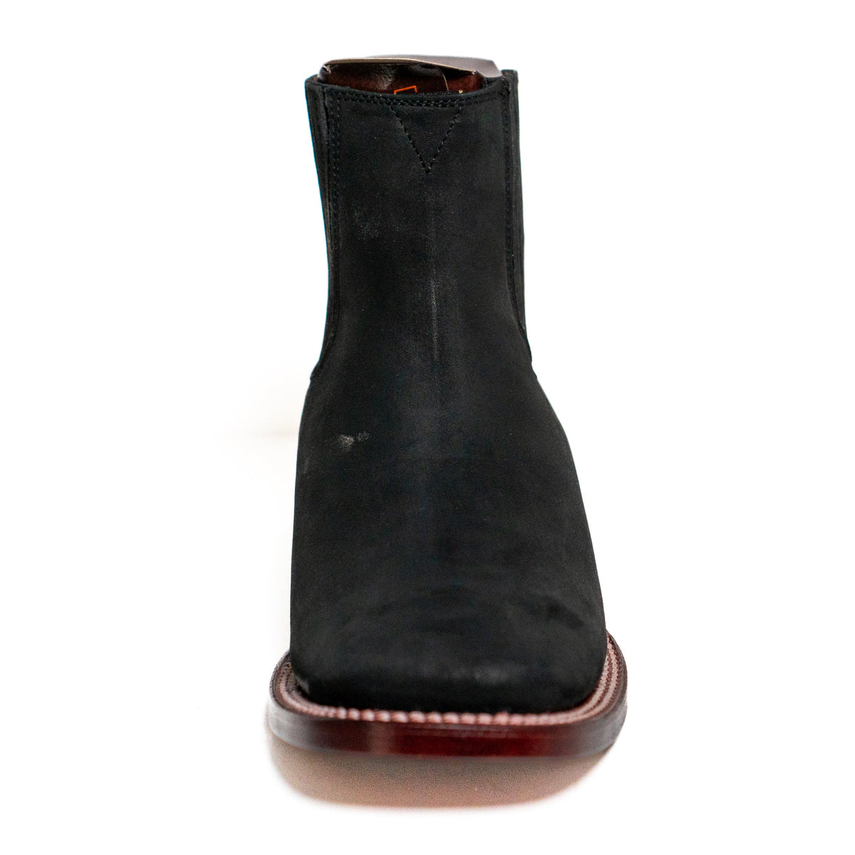 Los Altos Men's Boot Wide Square Toe Nobuck Black Leather Sole