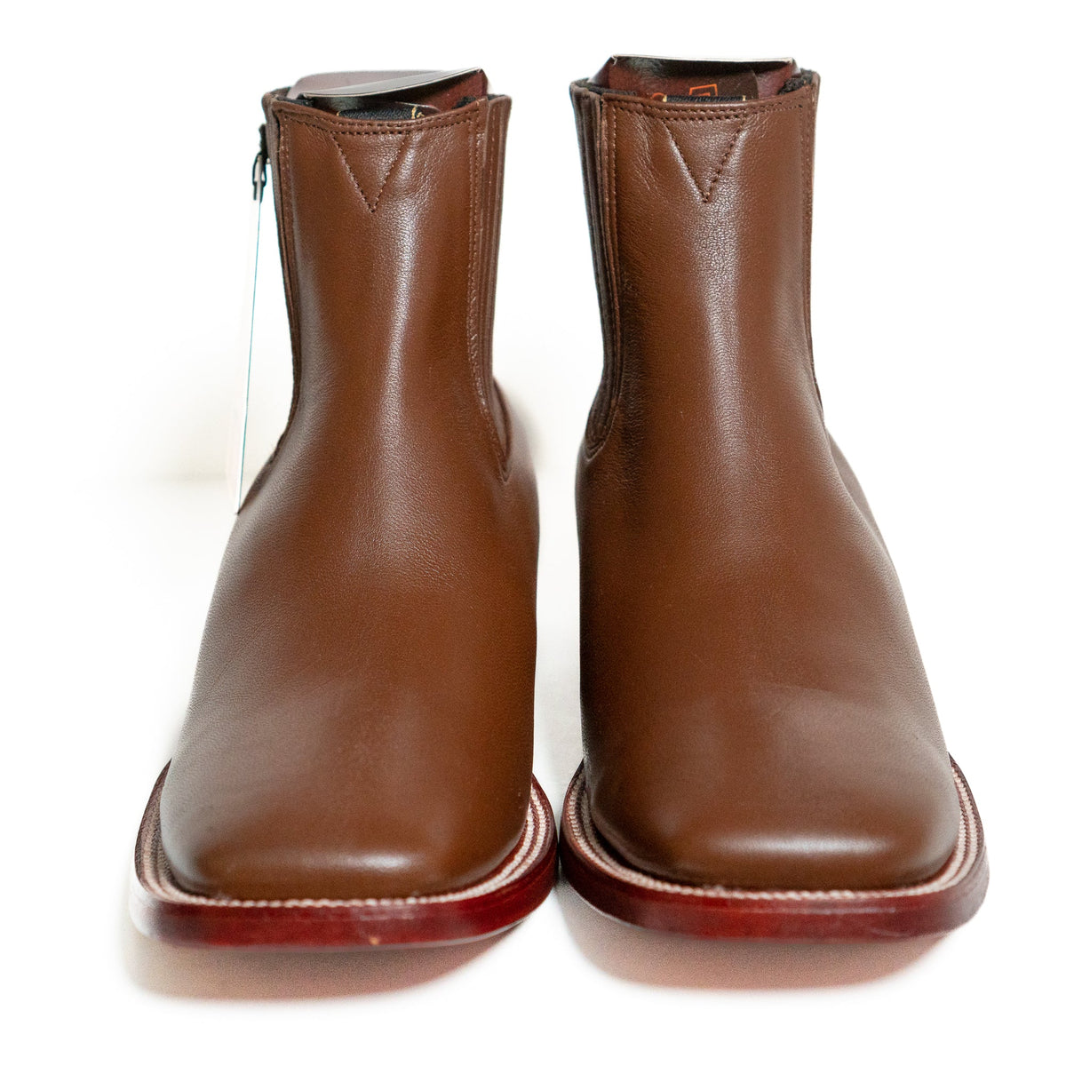 Los Altos Men's Boot Wide Square Toe Deer Light Brown Leather Sole