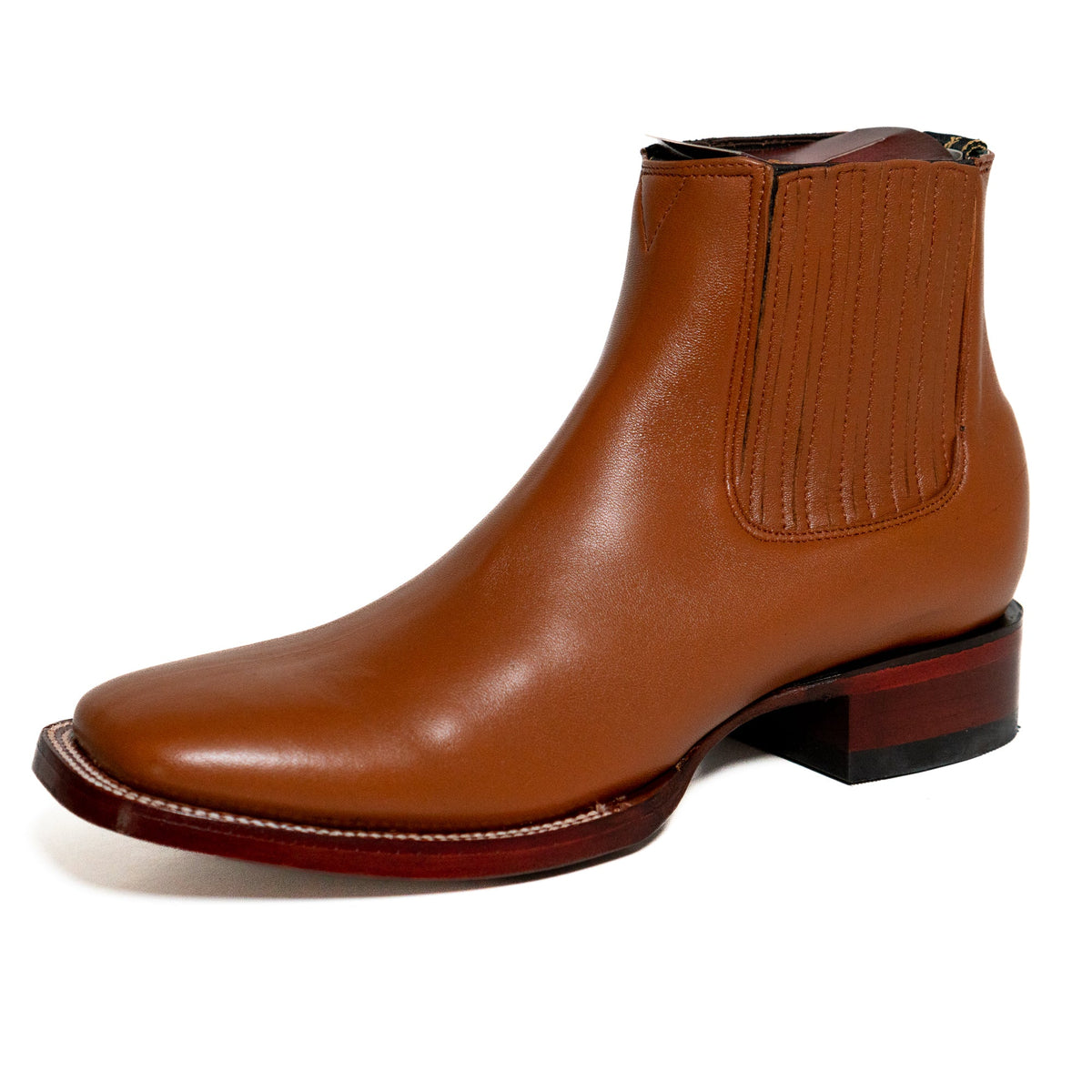Los Altos Men's Boot Wide Square Toe Deer Honey Leather Sole