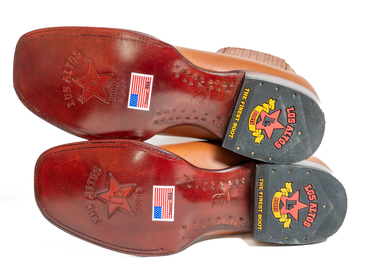 Los Altos Men's Boot Wide Square Toe Deer Honey Leather Sole