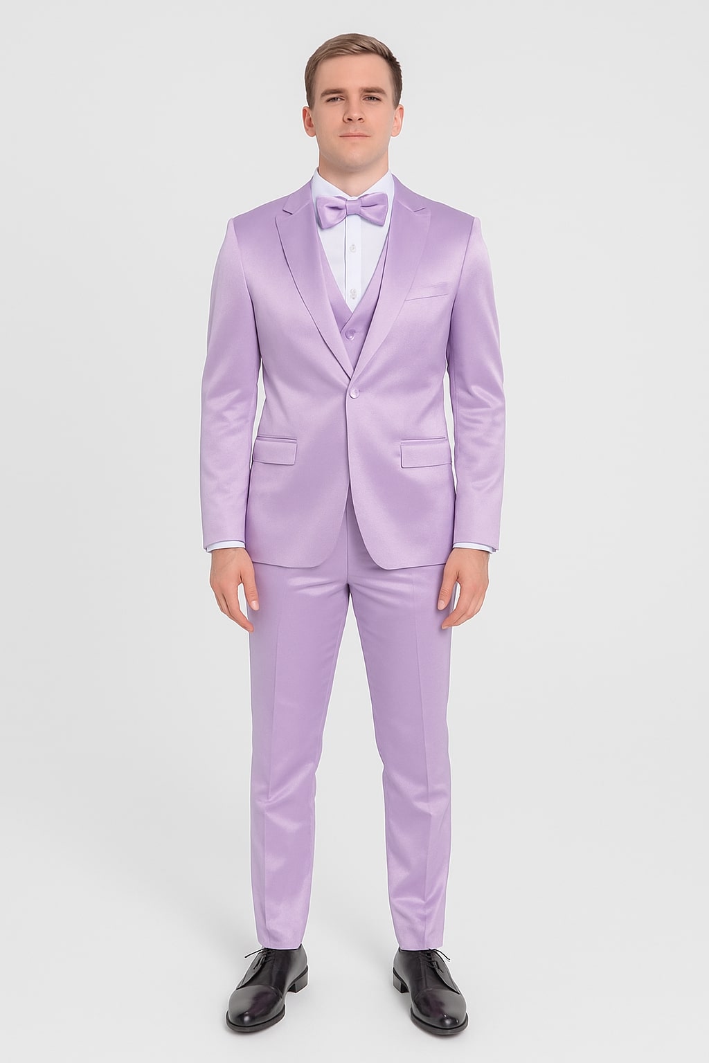 Lavender Satin Tuxedo Set â€“ 4-Piece Statement for Weddings & Proms