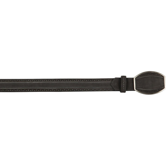 Los Altos Nobuck Genuine Leather Laser Design Casual Belt Gray