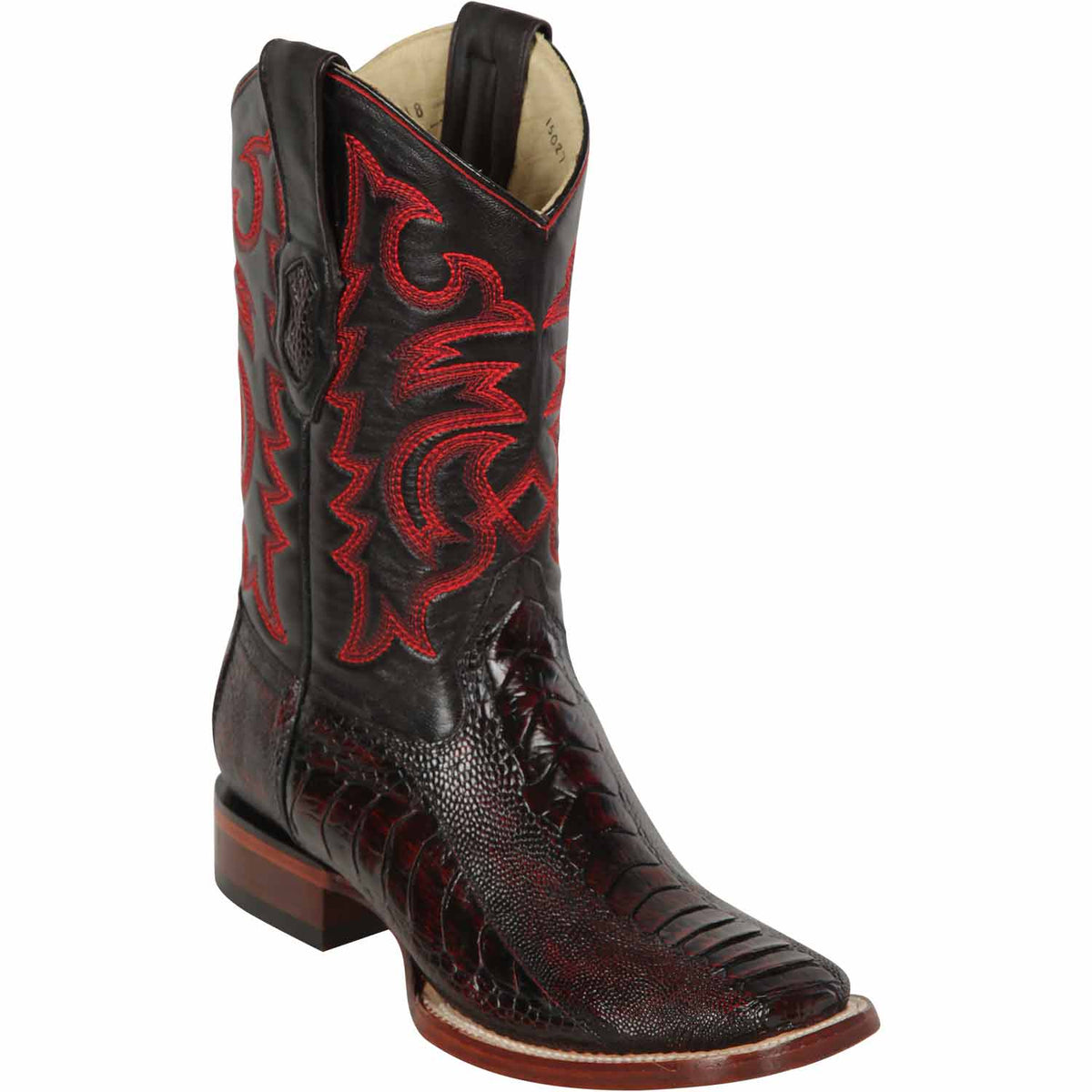 Men's Los Altos Ostrich Leg Skin Wide Square Toe Boots 82205-B