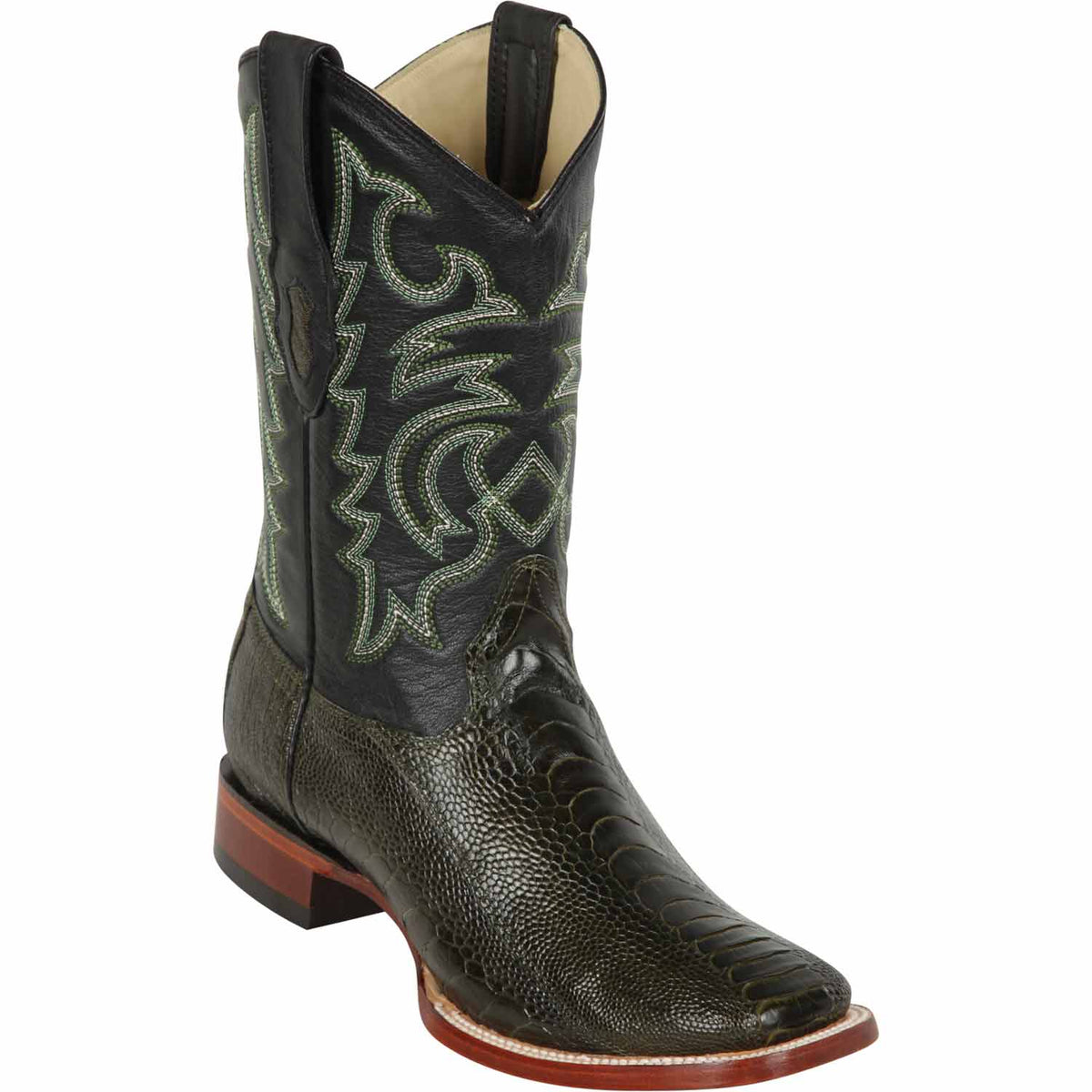 Men's Los Altos Ostrich Leg Skin Wide Square Toe Boots 82205-B