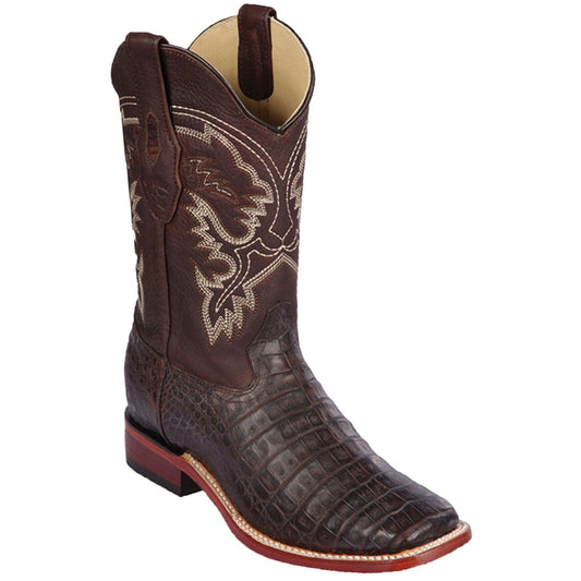 Men's Los Altos Caiman Belly Skin Wide Square Toe Boots 822G82