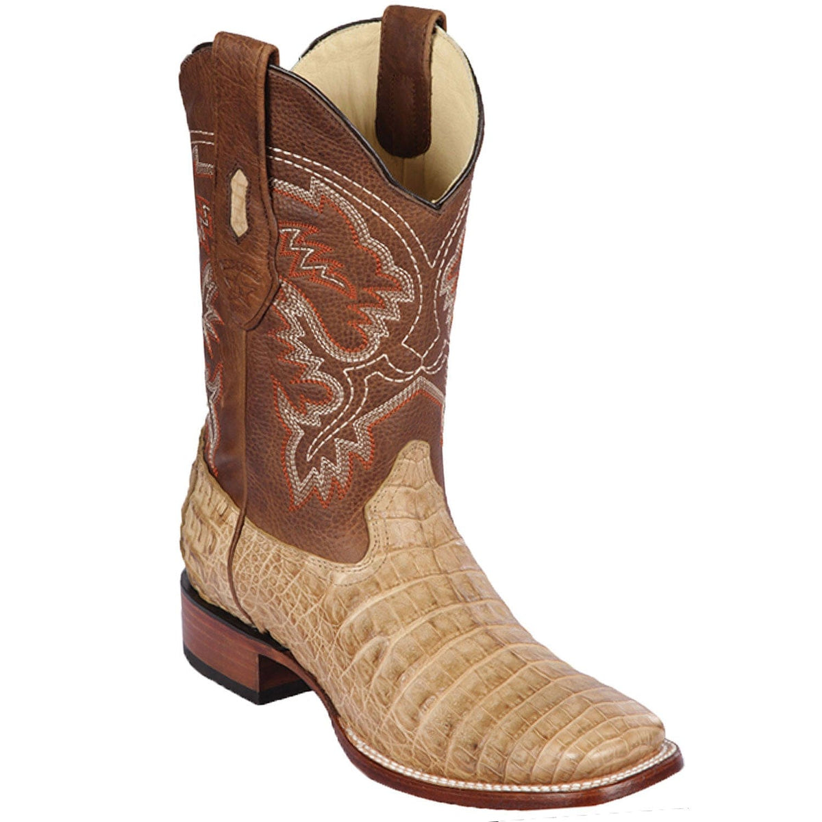 Men's Los Altos Caiman Belly Skin Wide Square Toe Boots 822G82