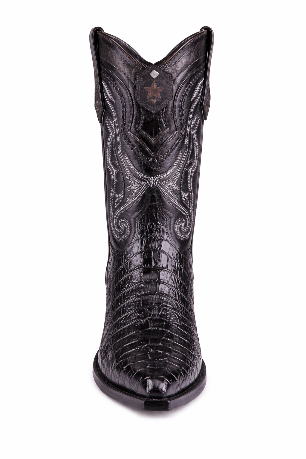 Los Altos Boots Caiman Tail Black Pointed Toe Cowboy Boots-New Designer Collection