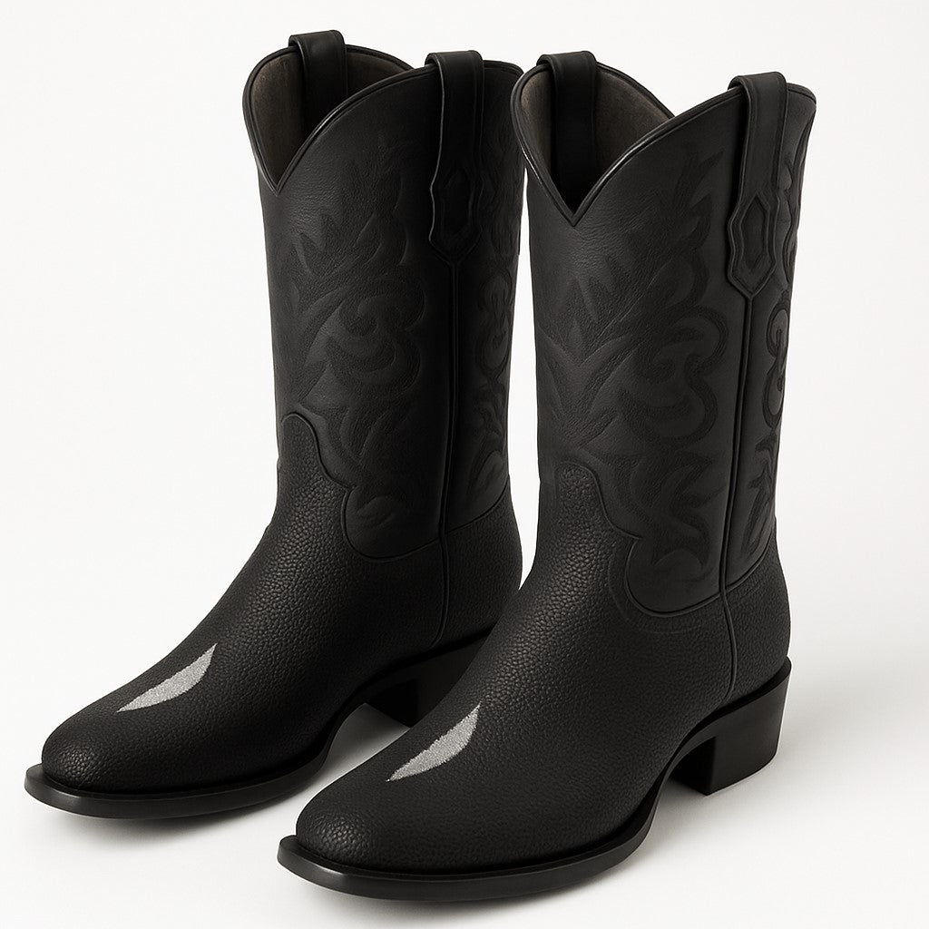 Los Altos Boots Men's Single Stone Stingray Square 7-Toe Cowboy Botas de mantarraya - Mantarraya boots-New Designer Collection