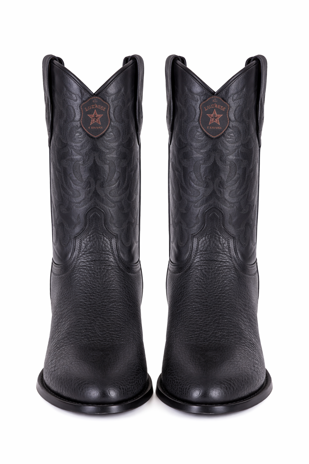 Los Altos Boots Shark R-Toe Black Cowboy Boots-New Designer Collection