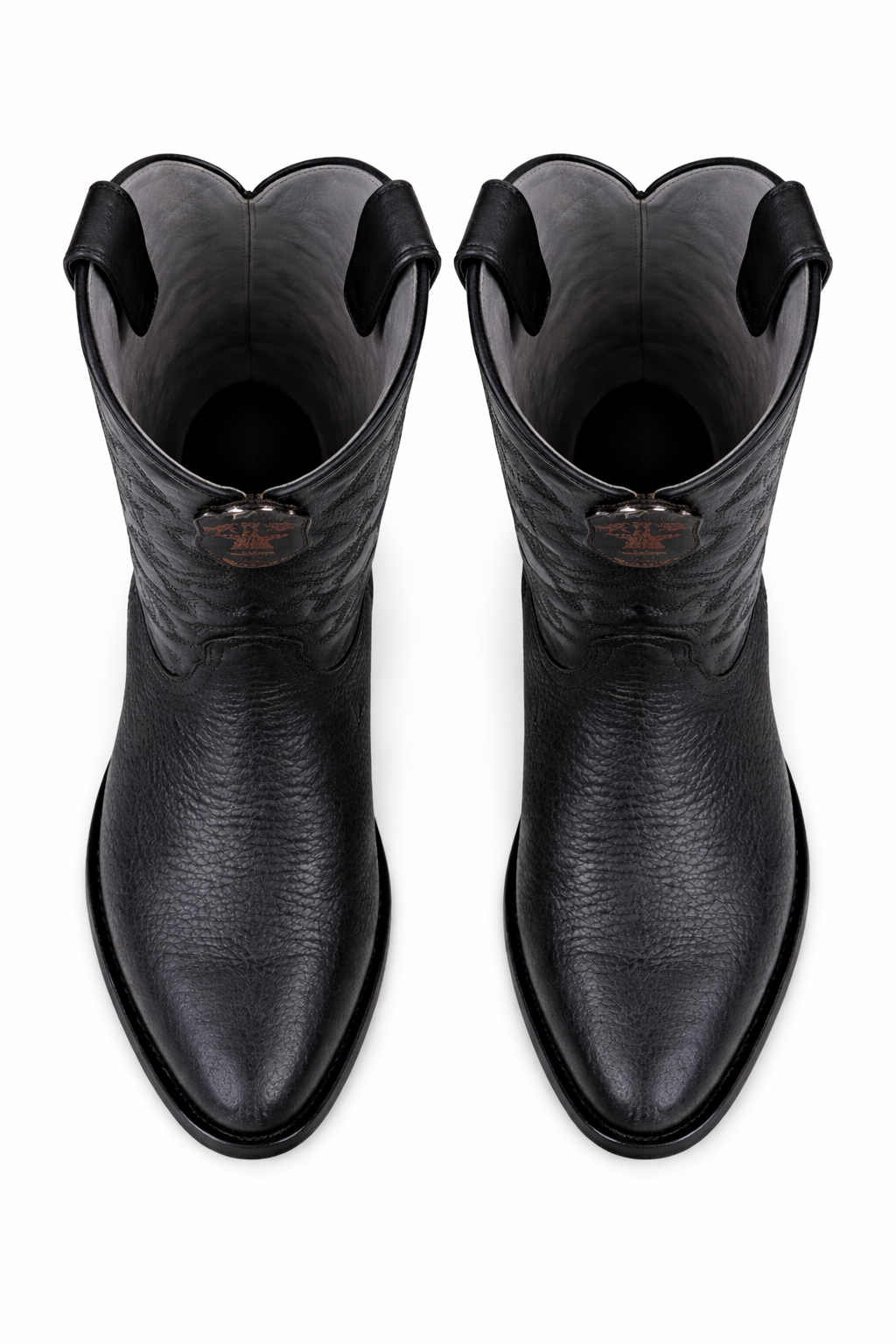 Los Altos Boots Shark R-Toe Black Cowboy Boots-New Designer Collection