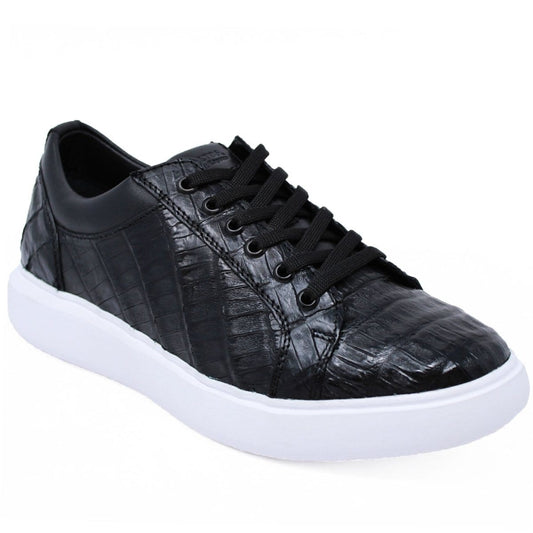 Men's Genuine Full Caiman Belly Skin Sneakers - Black LAB-ZSM0282