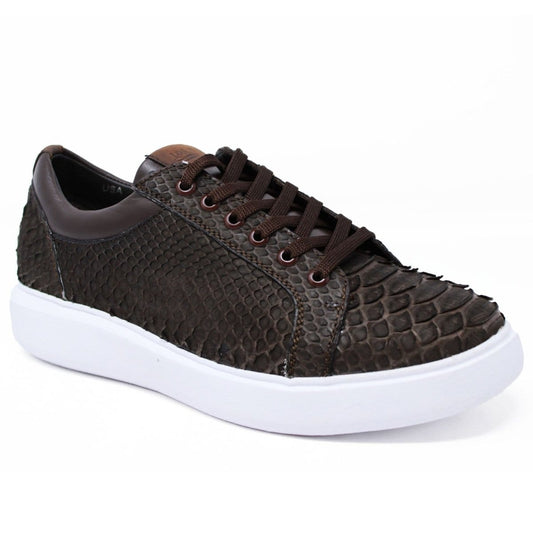 Men's Genuine Full Python Skin Sneakers - Brown LAB-ZSM025707