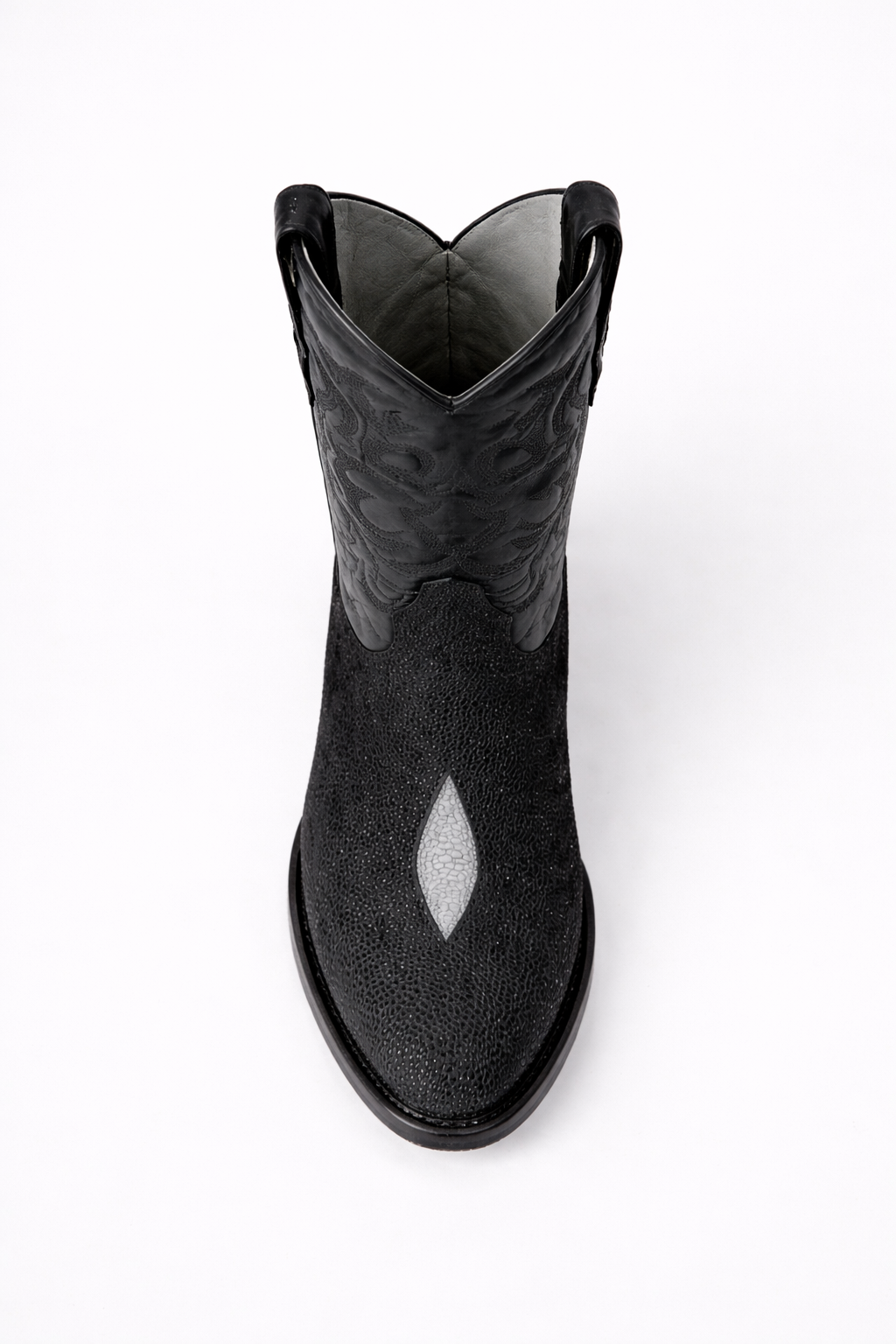 Los Altos Boots Single Stone Stingray R-Toe Black Cowboy Botas de mantarraya - Mantarraya boots-New Designer Collection
