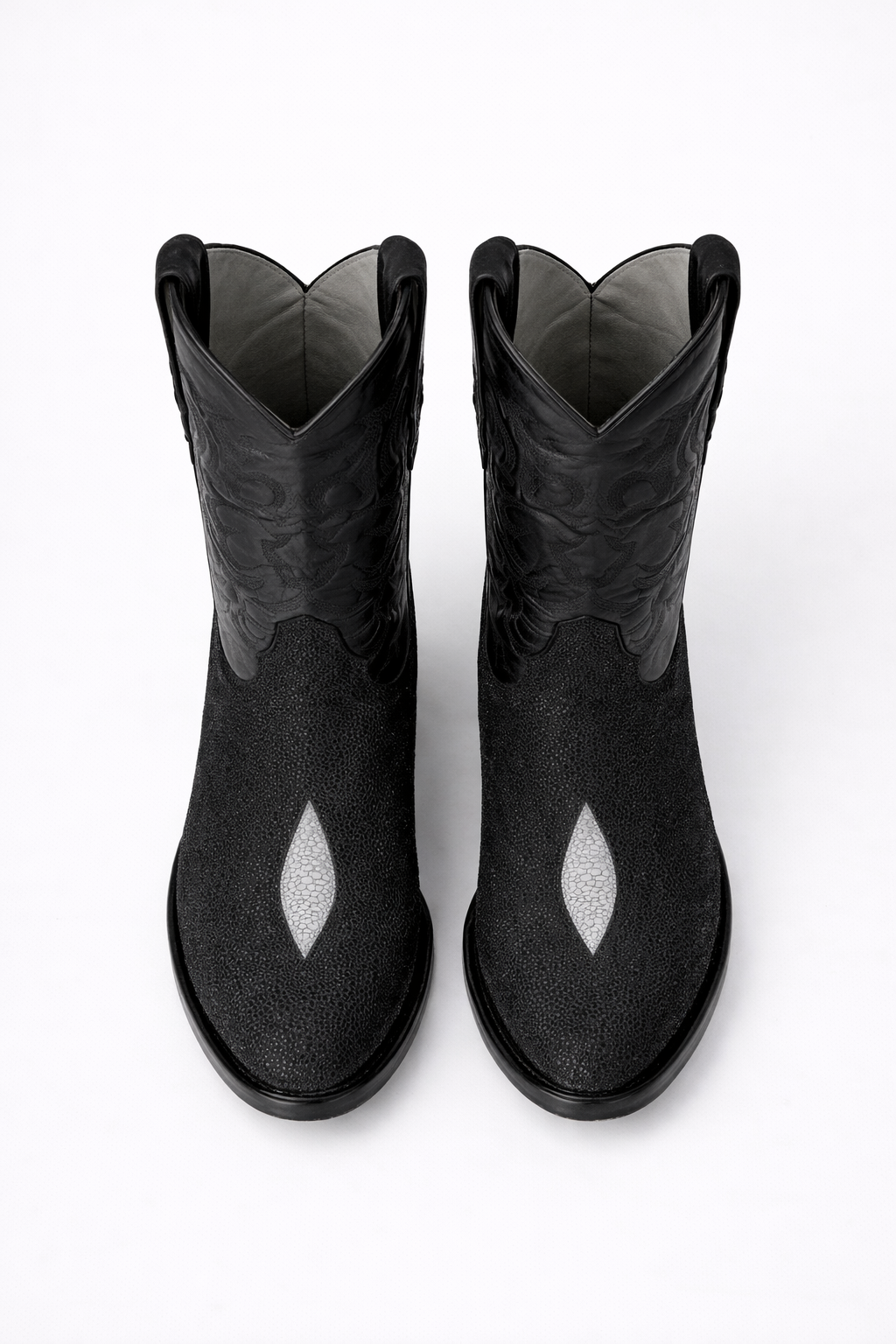 Los Altos Boots Single Stone Stingray R-Toe Black Cowboy Botas de mantarraya - Mantarraya boots-New Designer Collection