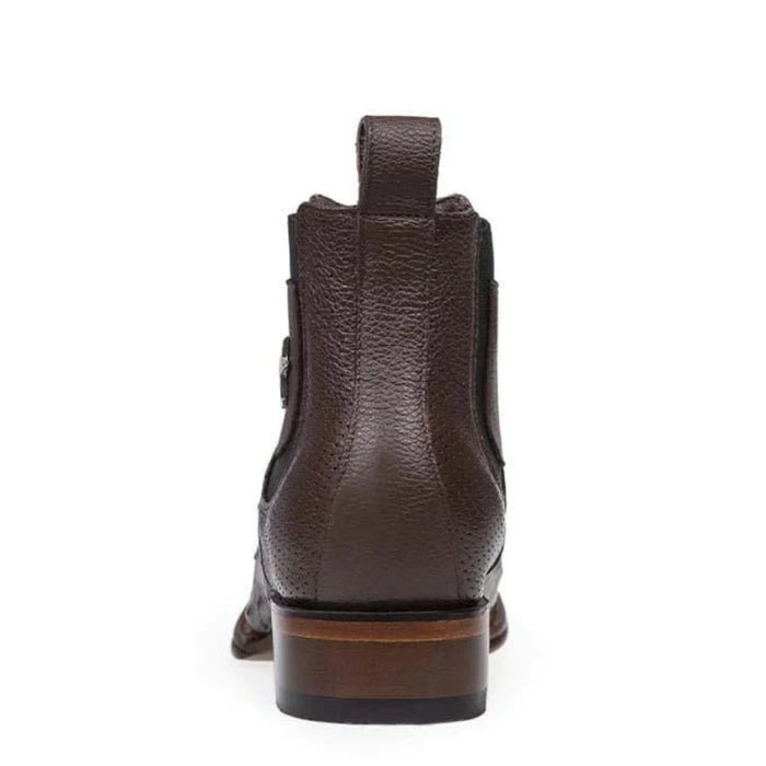 Los Altos Men's Wide Square Toe Ostrich Short Boots - Brown