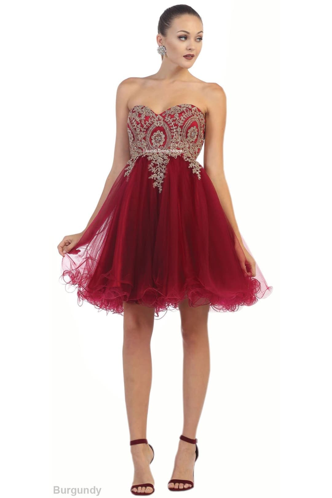 Quince Dama Dresses - Short Quinceanera Dresses in Color Burgundy
