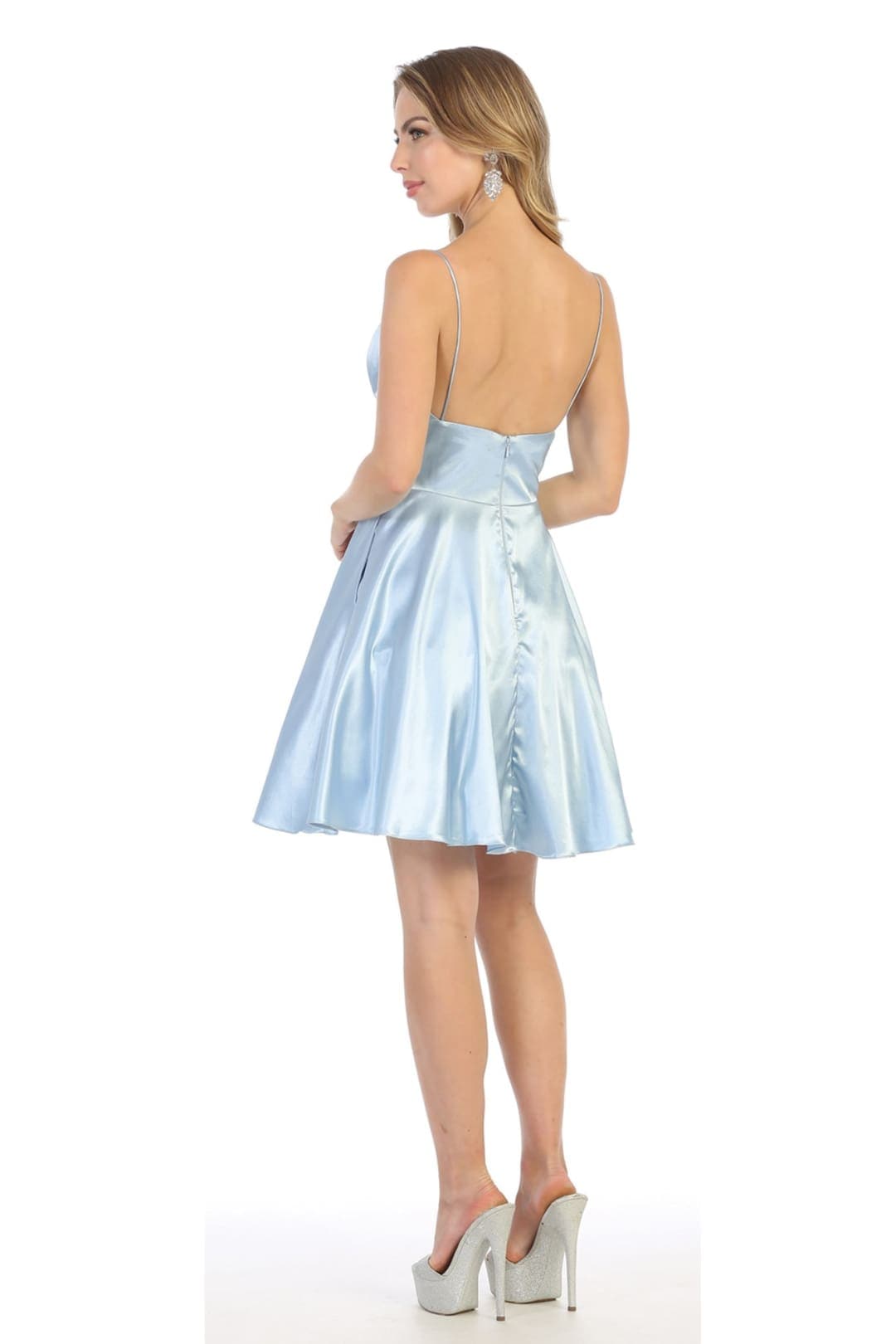 Quince Dama Dresses - Short Quinceanera Dresses in Color Dusty Blue