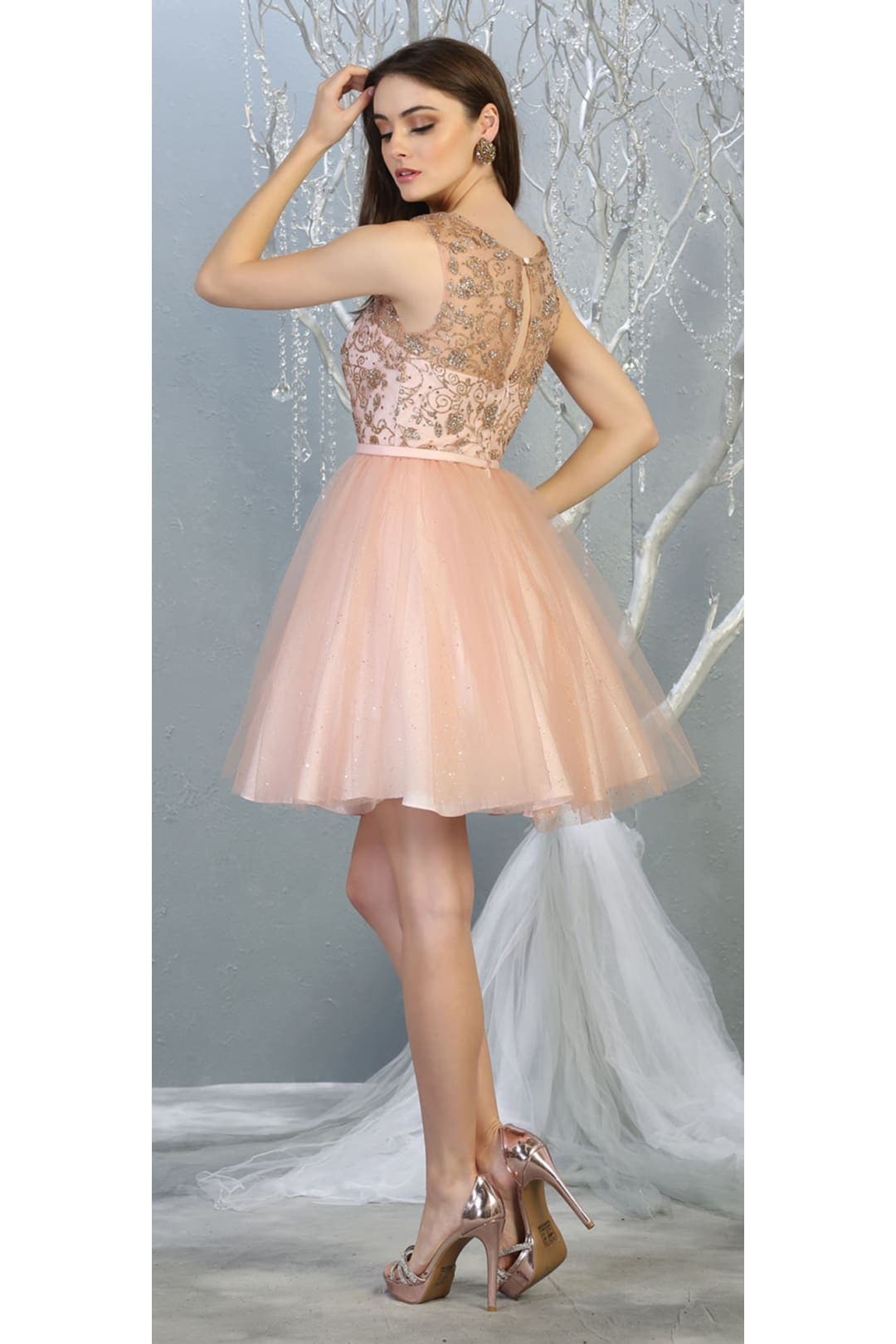 Quince Dama Dresses - Short Quinceanera Dresses in Color Blush