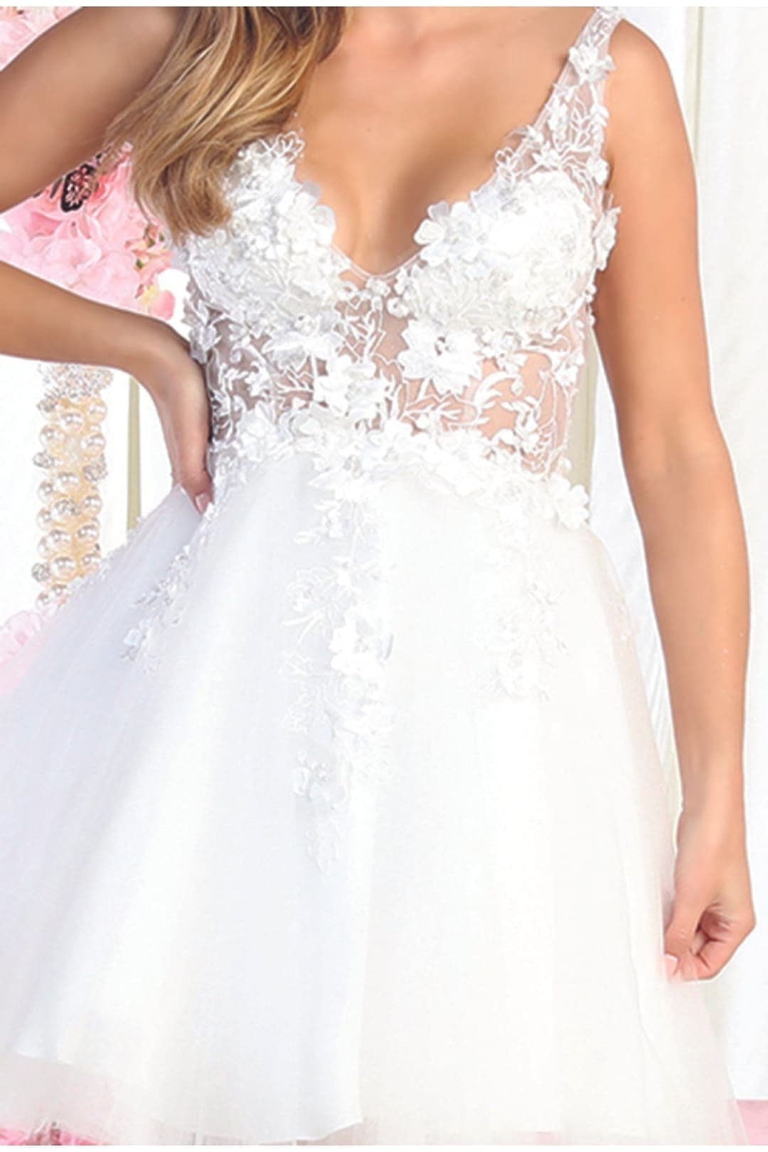 Quince Dama Dresses - Short Quinceanera Dresses in Color Ivory