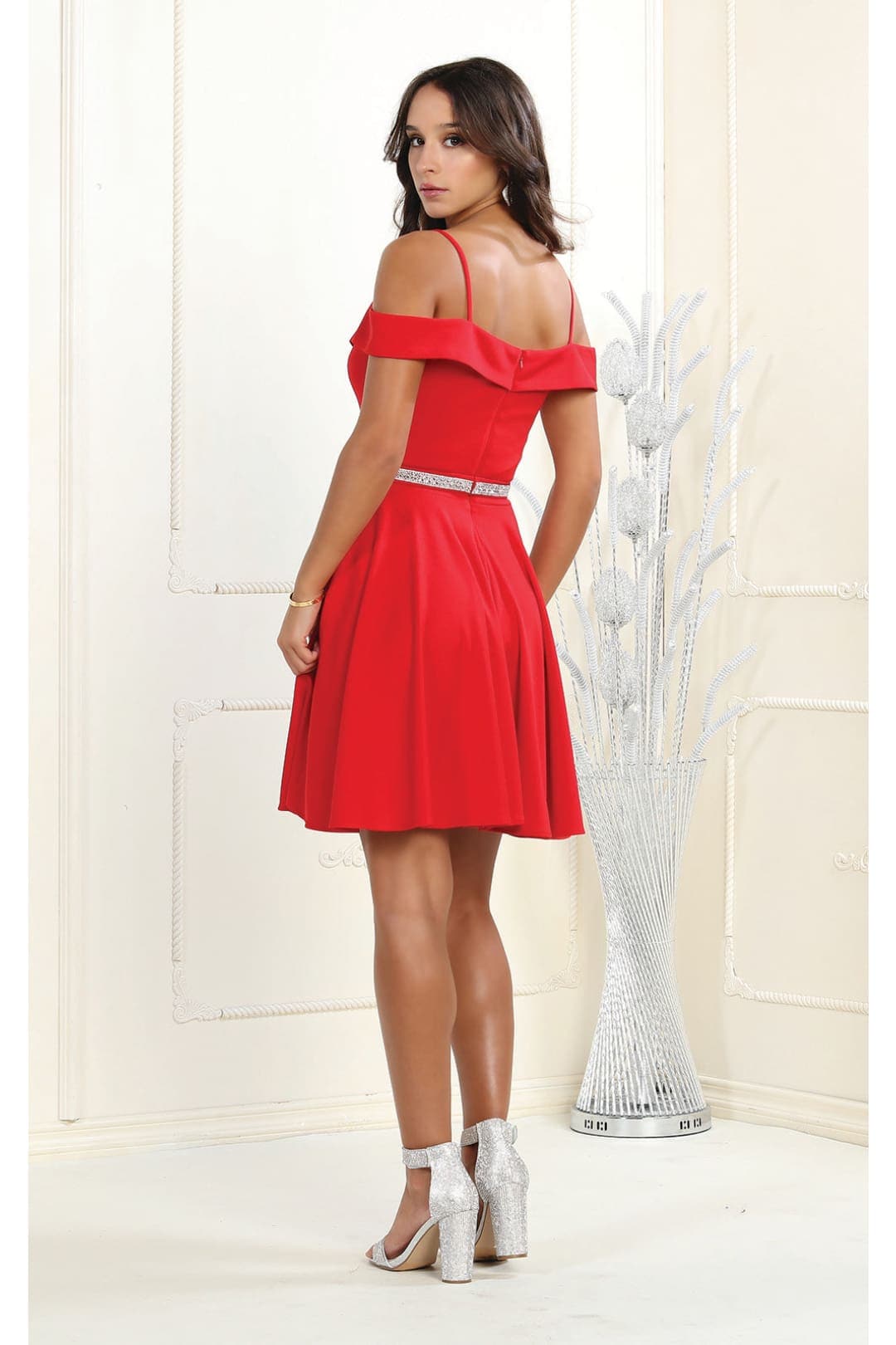 Quince Dama Dresses - Short Quinceanera Dresses in Color Red