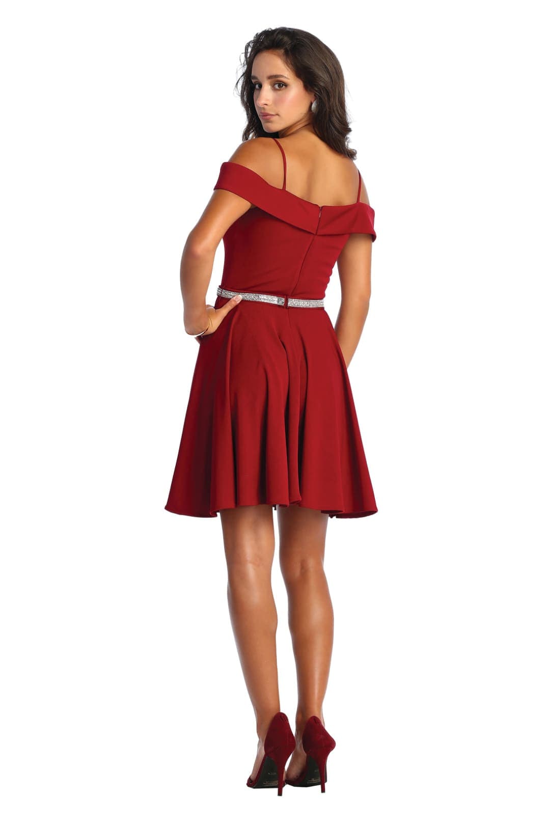 Quince Dama Dresses - Short Quinceanera Dresses in Color Burgundy
