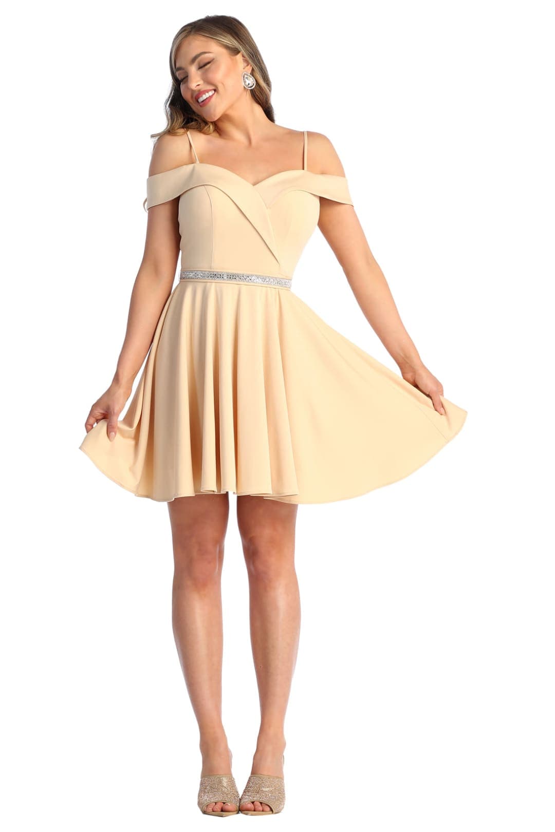 Quince Dama Dresses - Short Quinceanera Dresses in Color Champagne