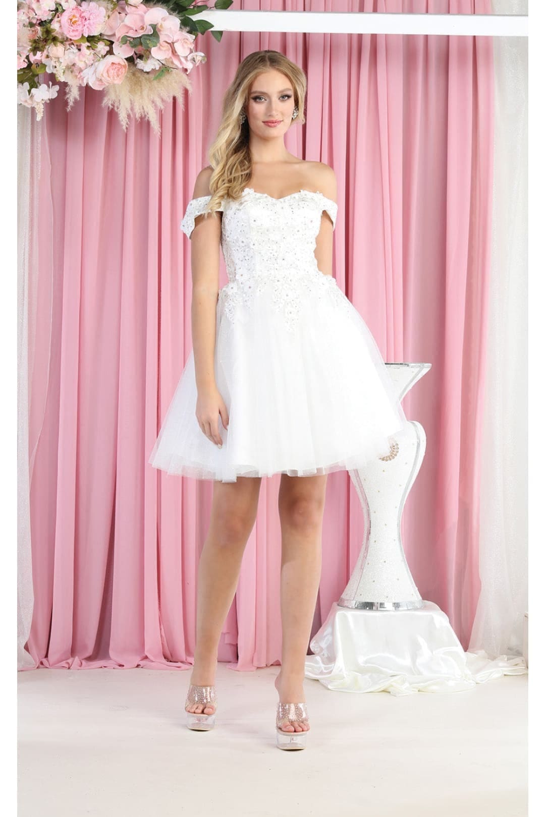 Quince Dama Dresses - Short Quinceanera Dresses in Color Ivory