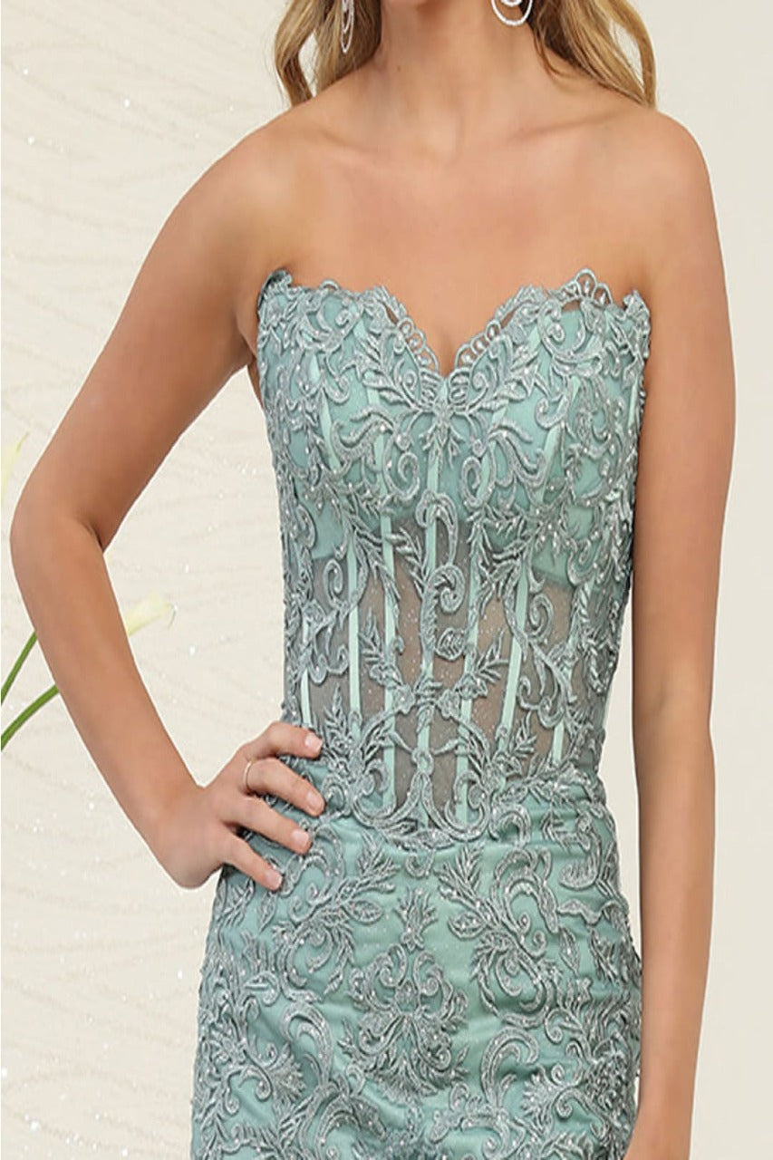 Quince Dama Dresses - Short Quinceanera Dresses in Color Sage