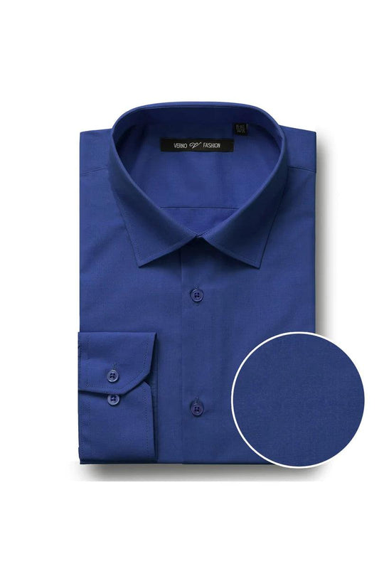 "Sophisticated Style for Prom and Wedding: Verno's Royal Blue Classic Fit Dress Shirt"