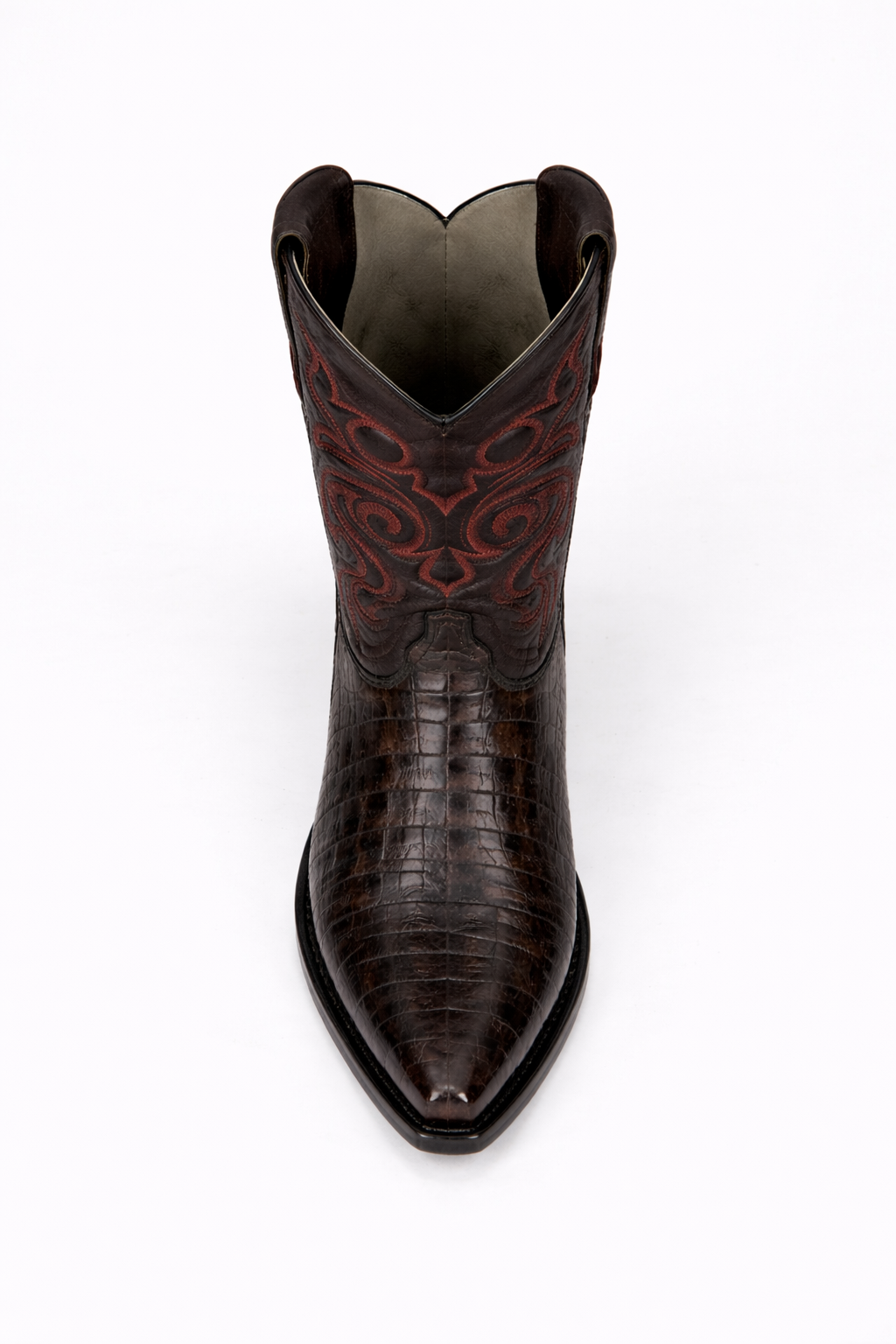 Men's Black Cherry Caiman Cowboy Boots: Genuine Leather Snip Toe Western Dress Boots-New Designer Collection