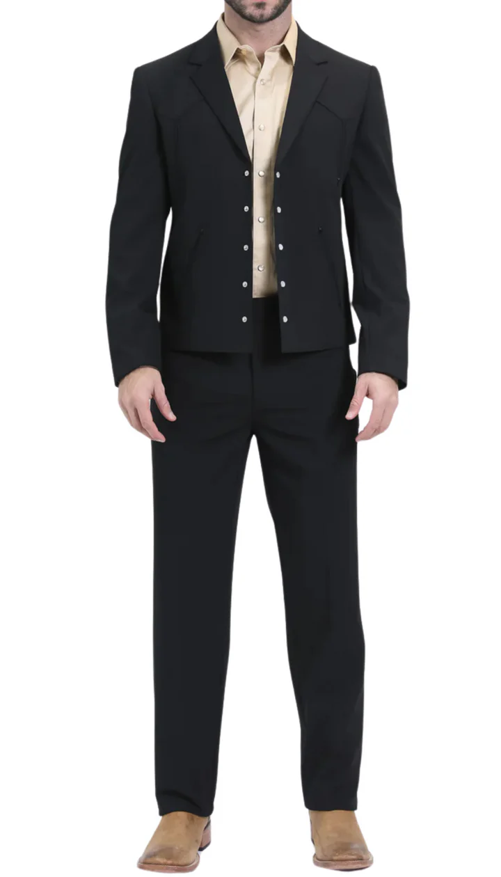 Black Western Suit Set for Men – Stylish Formal Wedding and Business Suit