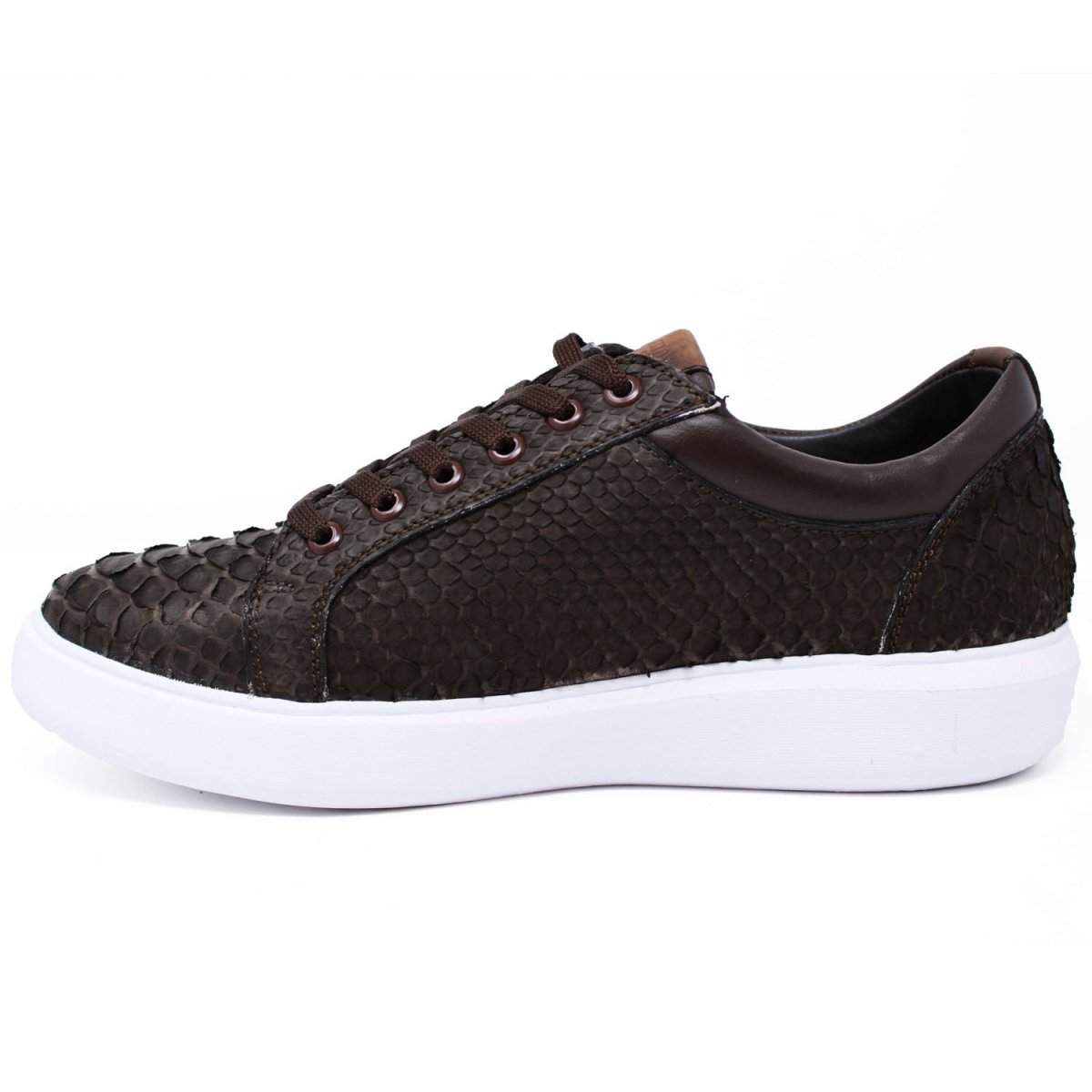 Men's Genuine Full Python Skin Sneakers - Brown